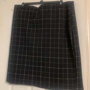 Black and white stretch check suit skirt
